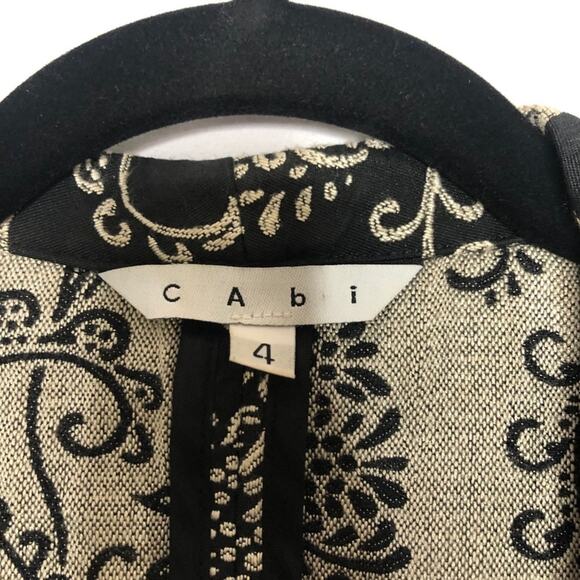 Cabi Black & White Paisley Blazer Single Button Womens 4 Cropped Fitted Jacket - Picture 2 of 8